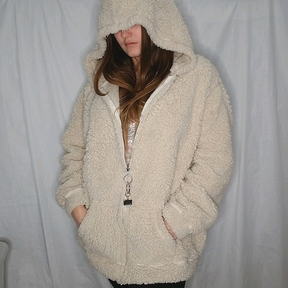 BROOKLYN CLOTH zip up oversize teddy sweater XL - Picture 5 of 6